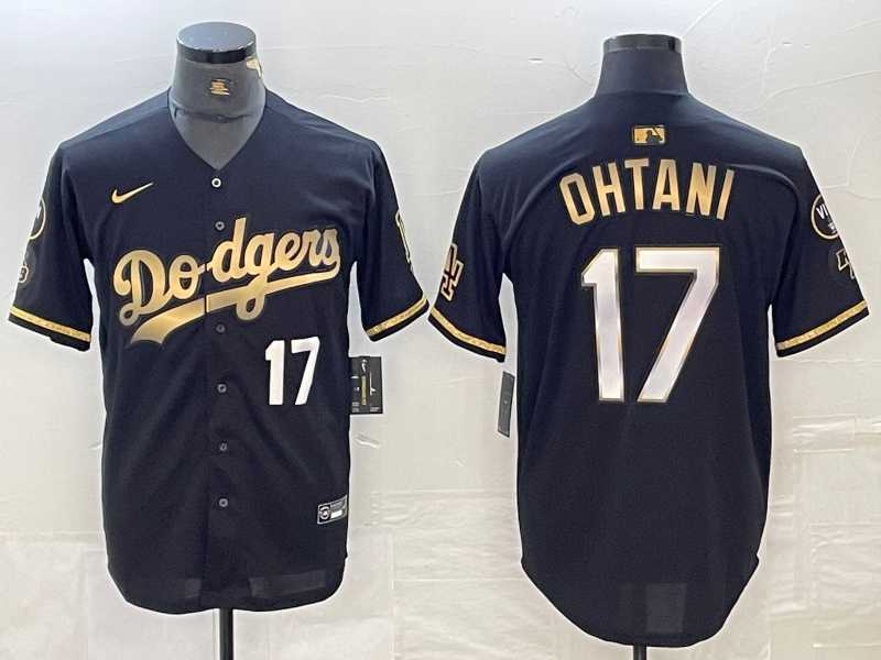 Men's Los Angeles Dodgers #17 Shohei Ohtani Number Black Gold Stitched Cool Base Nike Jerseys,We sell and wholesale Men's Los Angeles Dodgers #17 Shohei Ohtani Number Black Gold Stitched Cool Base Nike Jerseys on line form chian!